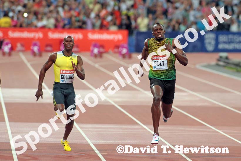 Usain Bolt, 100 metres,  2013 IAAF Diamond League, Sainsbury's Anniversary Games, Queen Elizabeth Olympic Park, London.